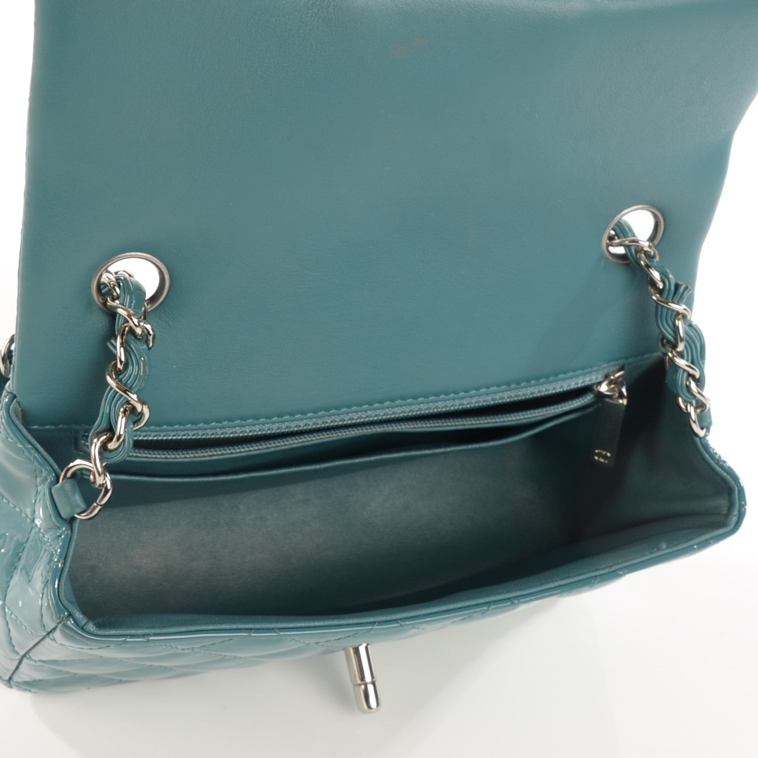 Chanel Patent Calfskin Quilted Mini Rectangular Flap Turquoise 5 of 9