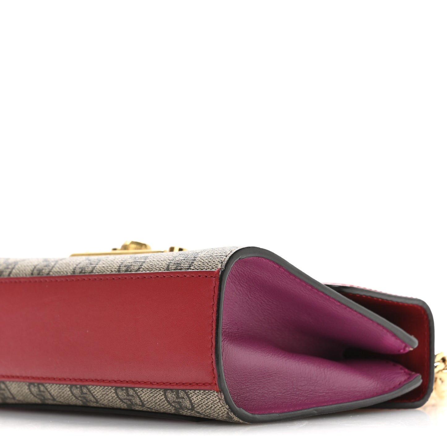 GG Supreme Monogram Calfskin Small Padlock Shoulder Bag Beige Hibiscus Red New Rosette