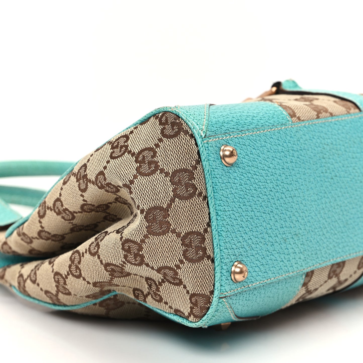 Monogram Calfskin Large Bardot Shoulder Bag Turquoise
