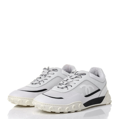 Chanel Calfskin Mesh Lycra Womens Logo Sneakers 39 White 3 of 10