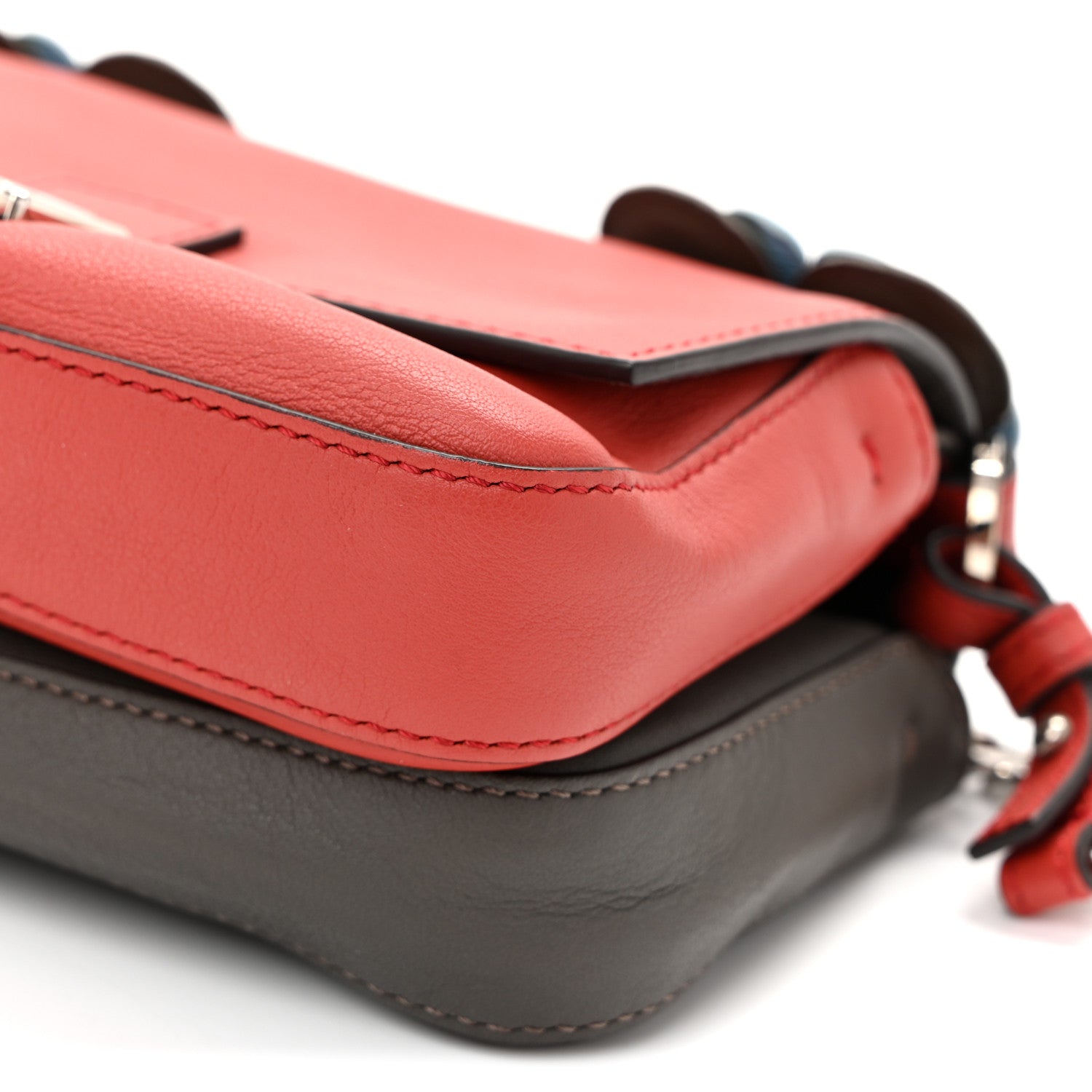 Fendi Vitello Dolce Flowerland Bi-Color Studded Micro Double Baguette Bloody Mary Carbone 10 of 10