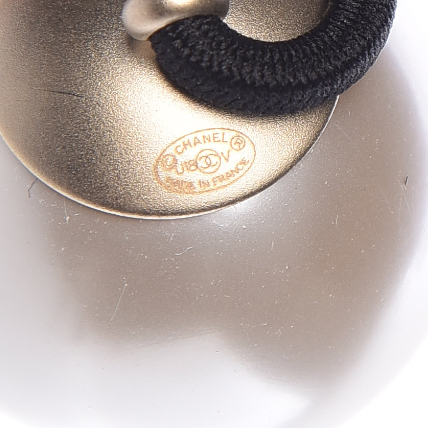 Chanel Pearl CC Hair Tie Black White 4 of 5