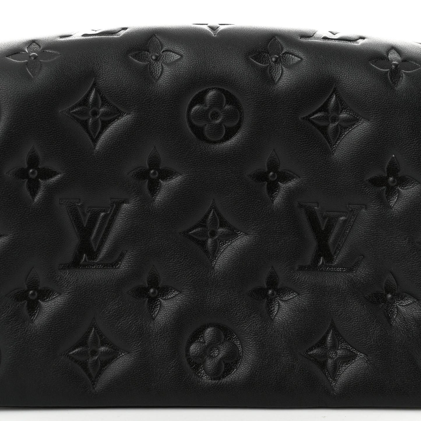 Lambskin Embossed Monogram Pochette Coussin Black