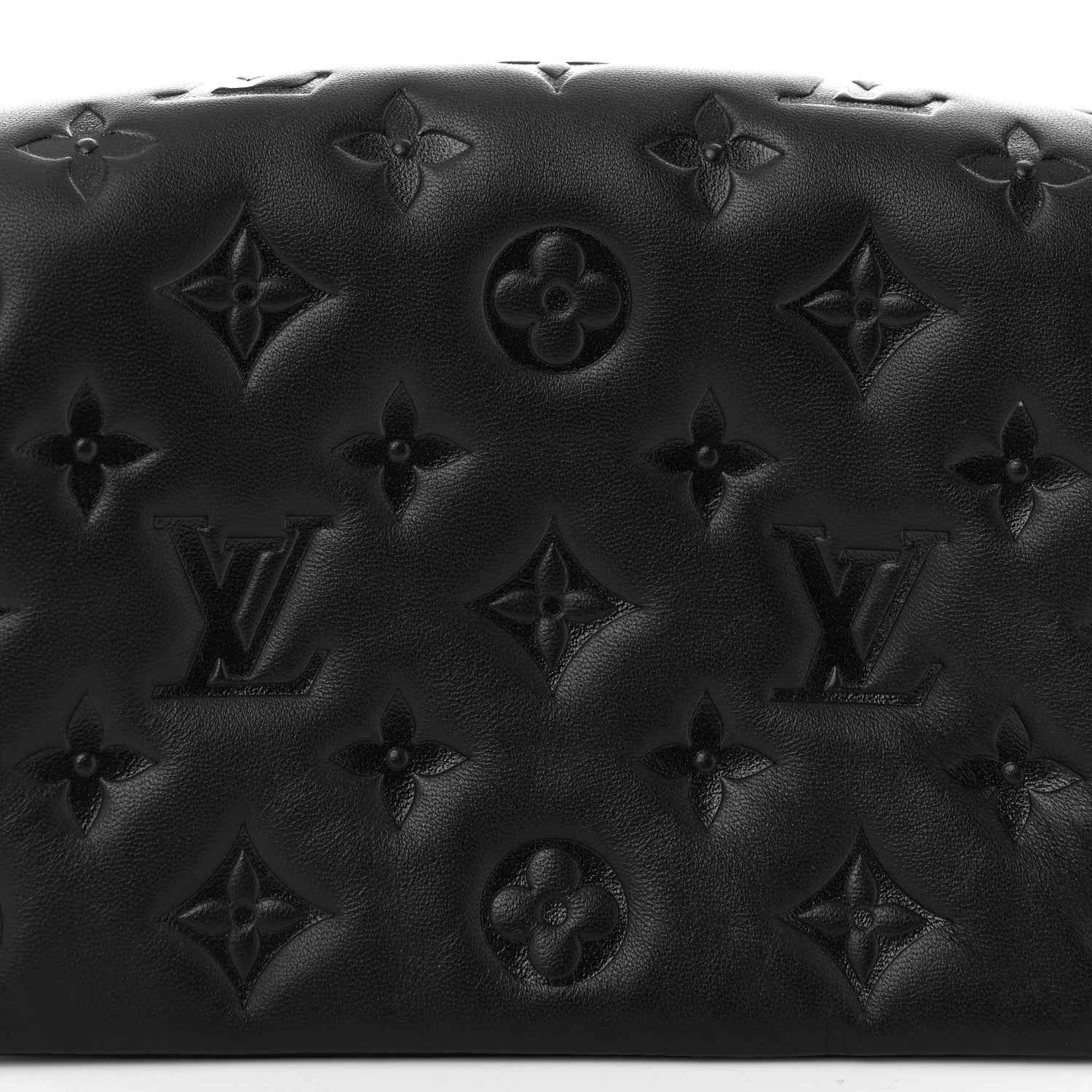 Louis Vuitton Lambskin Embossed Monogram Pochette Coussin Black 7 of 10