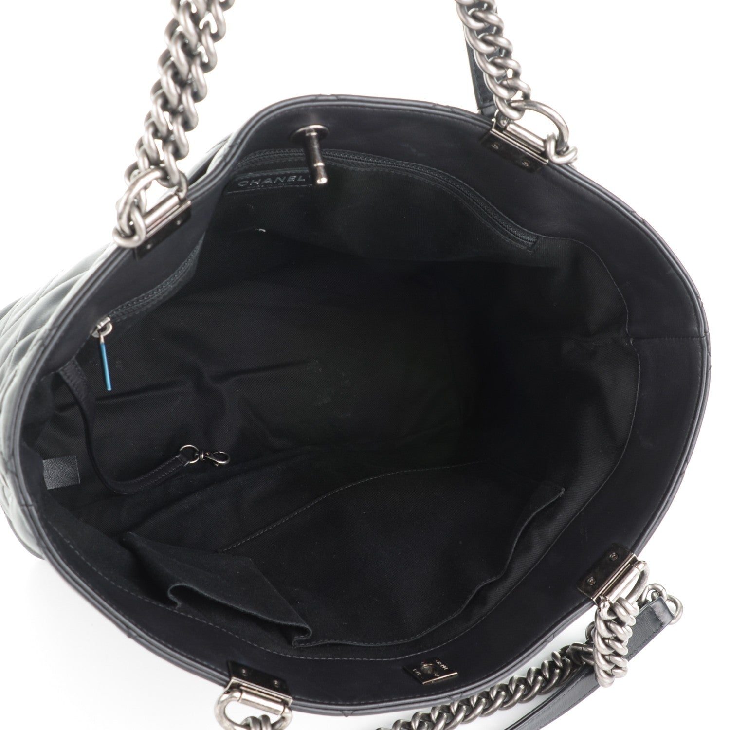 Chanel Calfskin Quilted Large Shopping In Chains Tote Black 5 of 7
