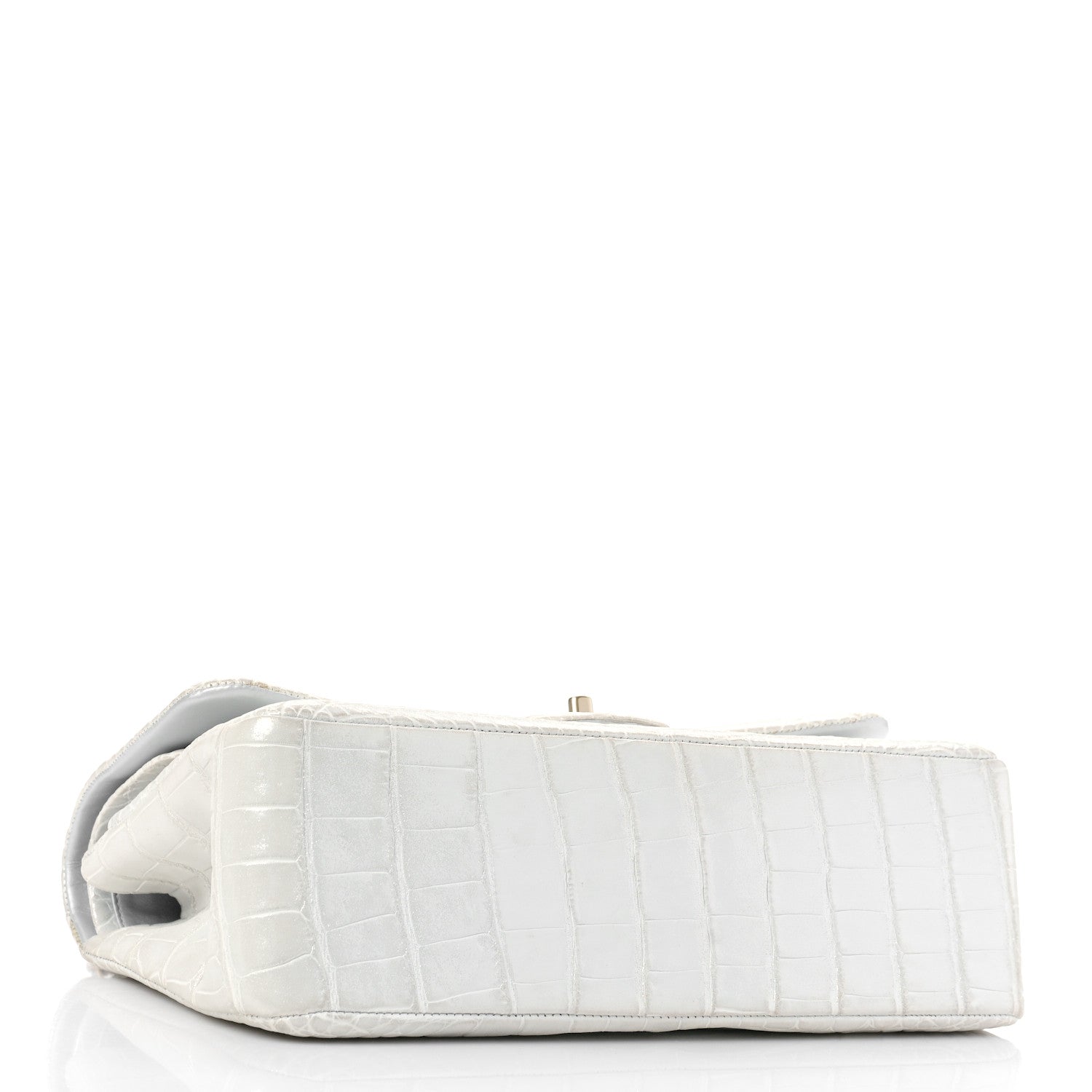 Chanel Iridescent Alligator Jumbo Double Flap Light Grey 4 of 10
