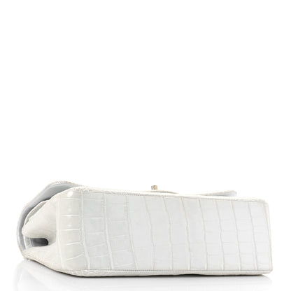 Chanel Iridescent Alligator Jumbo Double Flap Light Grey 4 of 10