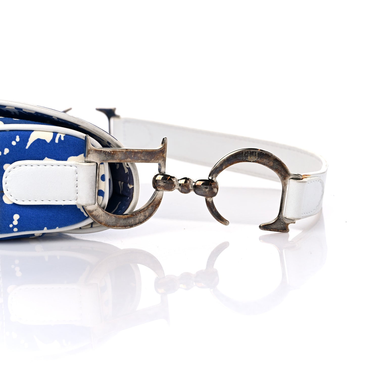 Canvas Hibiscus Surf Chick Saddle Bag Blue White