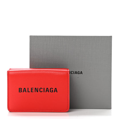Balenciaga Smooth Calfskin Logo Mini Everyday Wallet Vivid Red Black 8 of 8