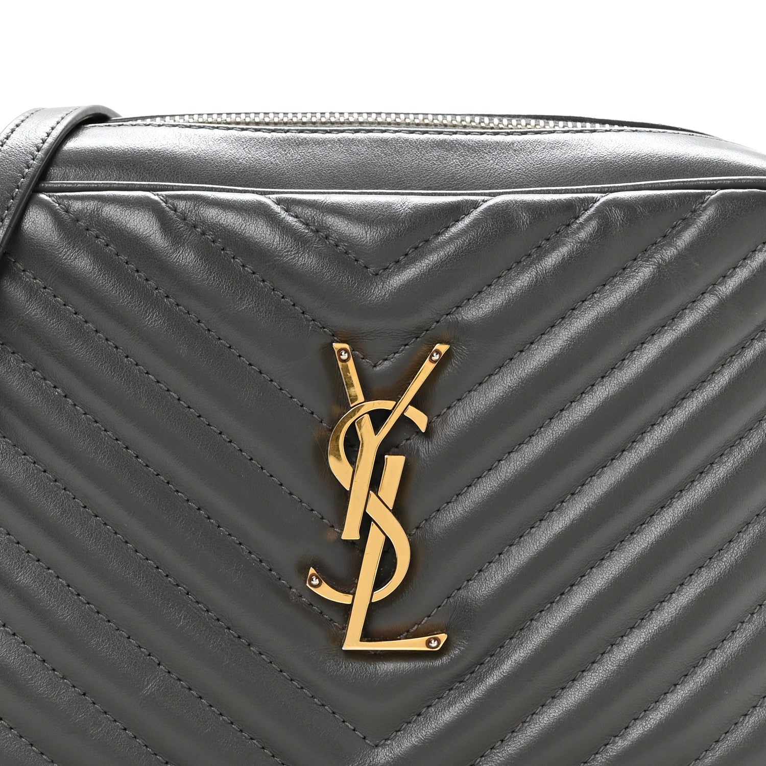 Saint Laurent Calfskin Matelasse Monogram Lou Camera Bag Storm 8 of 11