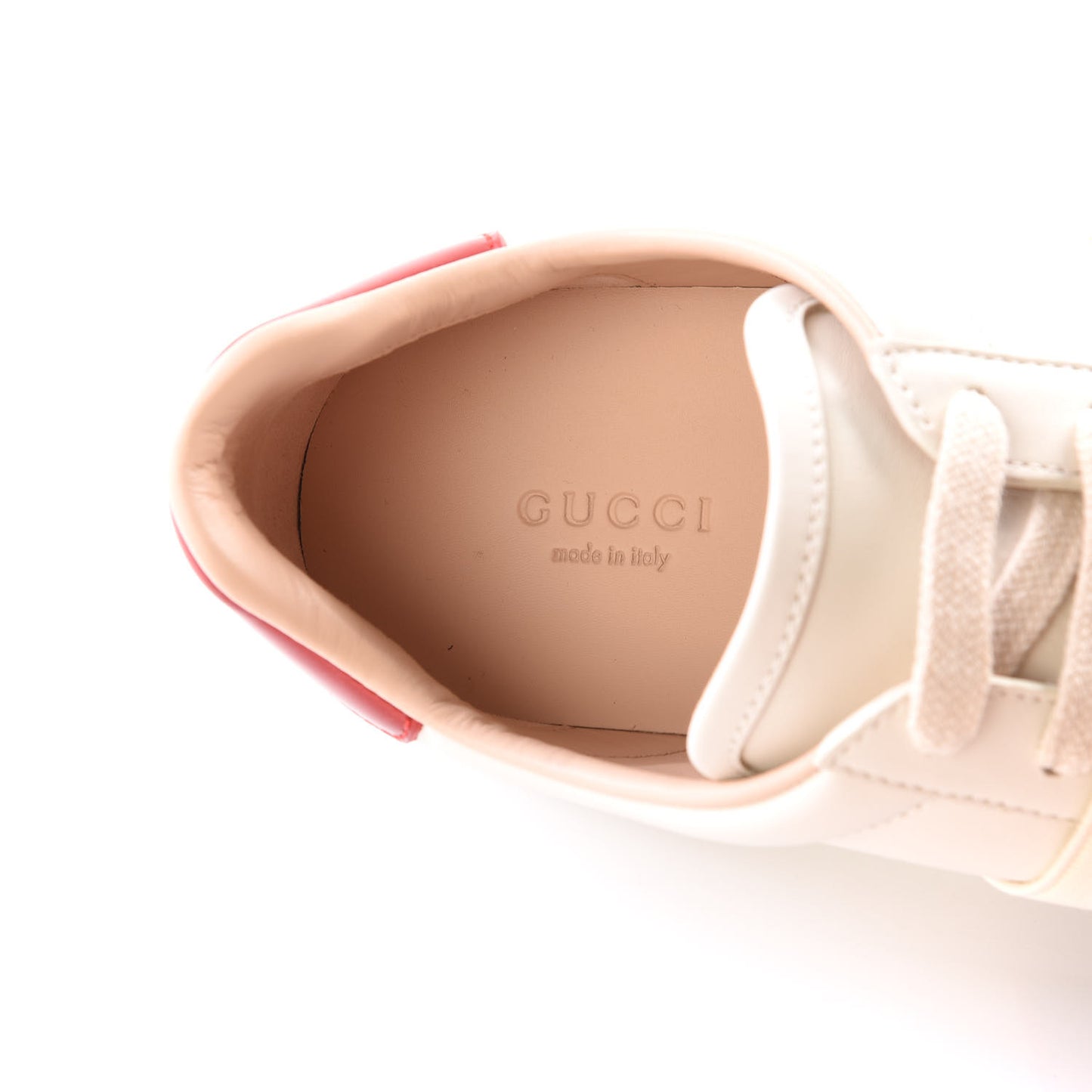 Calfskin Stripe Womens New Ace Sneakers 38.5 New Mystic White Ecru Red Flame