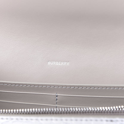 Burberry Metallic Calfskin Crocodile Embossed Hannah Wallet On Chain Silver 6 of 11
