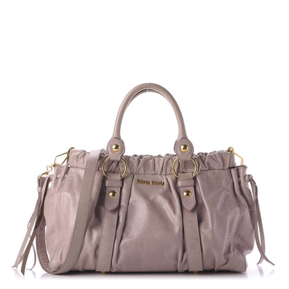 Miu Miu Vitello Shine Top Handle Satchel Mughetto 1 of 9