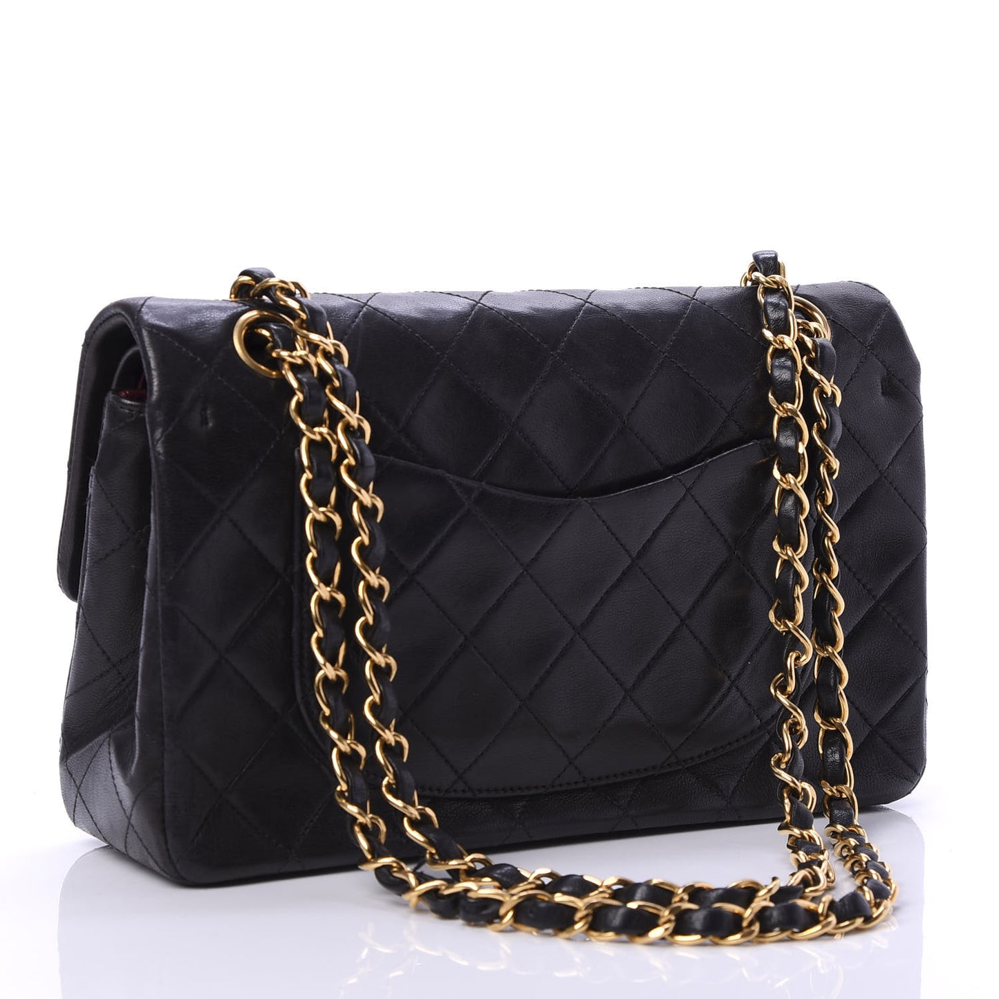 Lambskin Quilted Small Double Flap Black