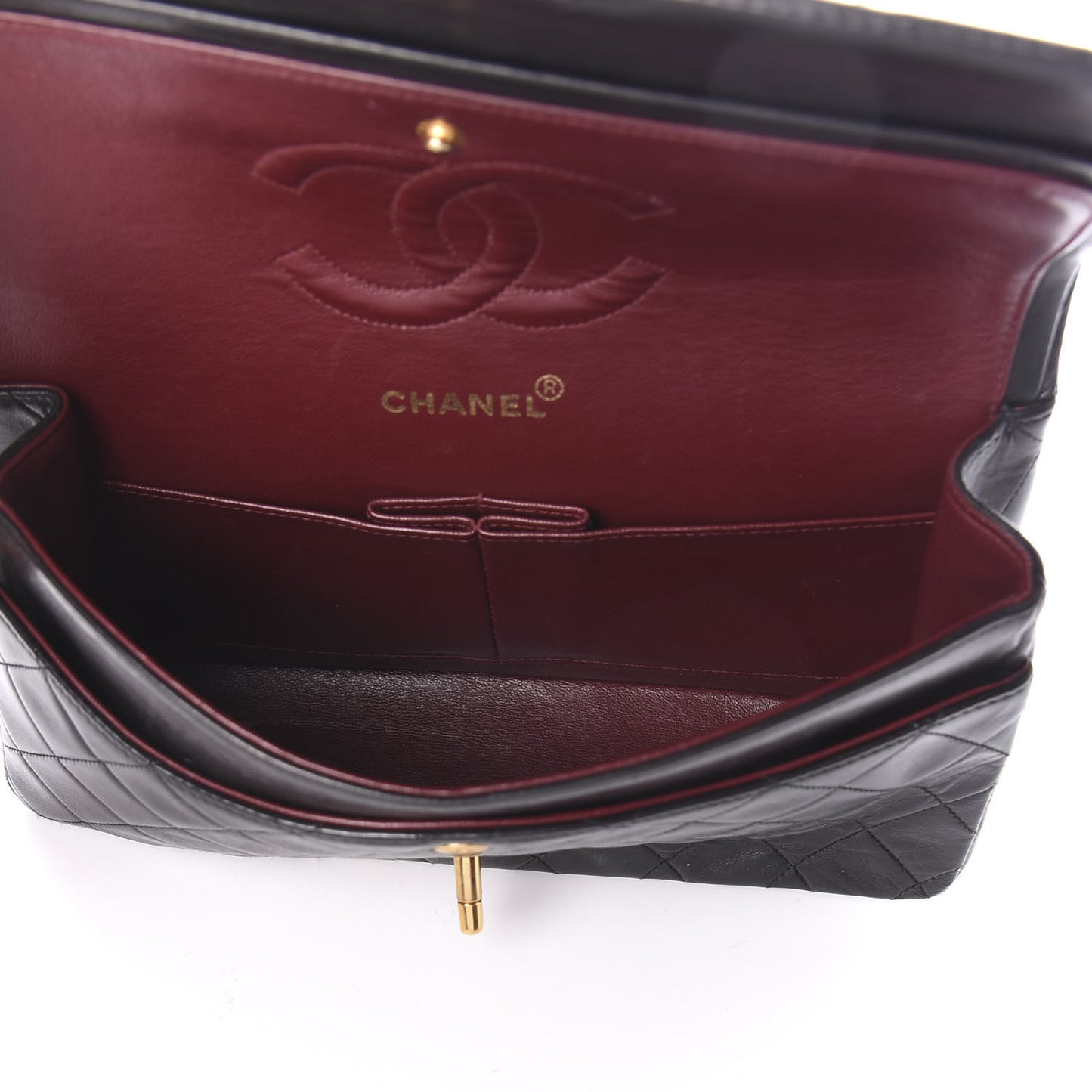 Lambskin Quilted Medium Double Flap Black