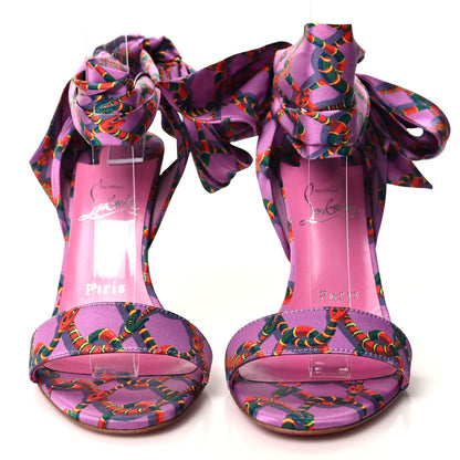 Christian Louboutin Crepe Satin Naja Chain Sandale Du Desert 100 Ankle Wrap Sandals 36.5 Gummy 2 of 9