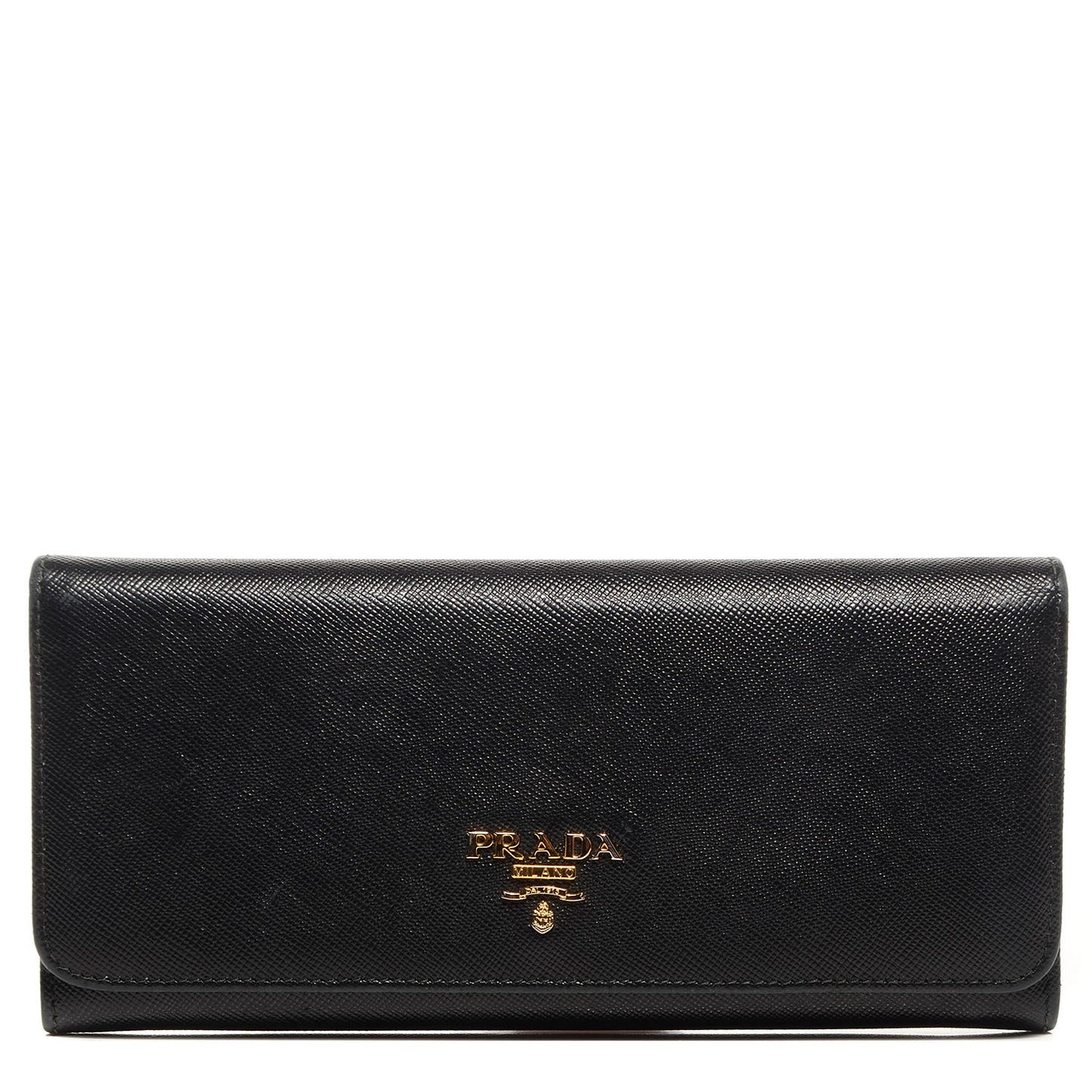 Saffiano Metal Continental Flap Wallet Nero Black