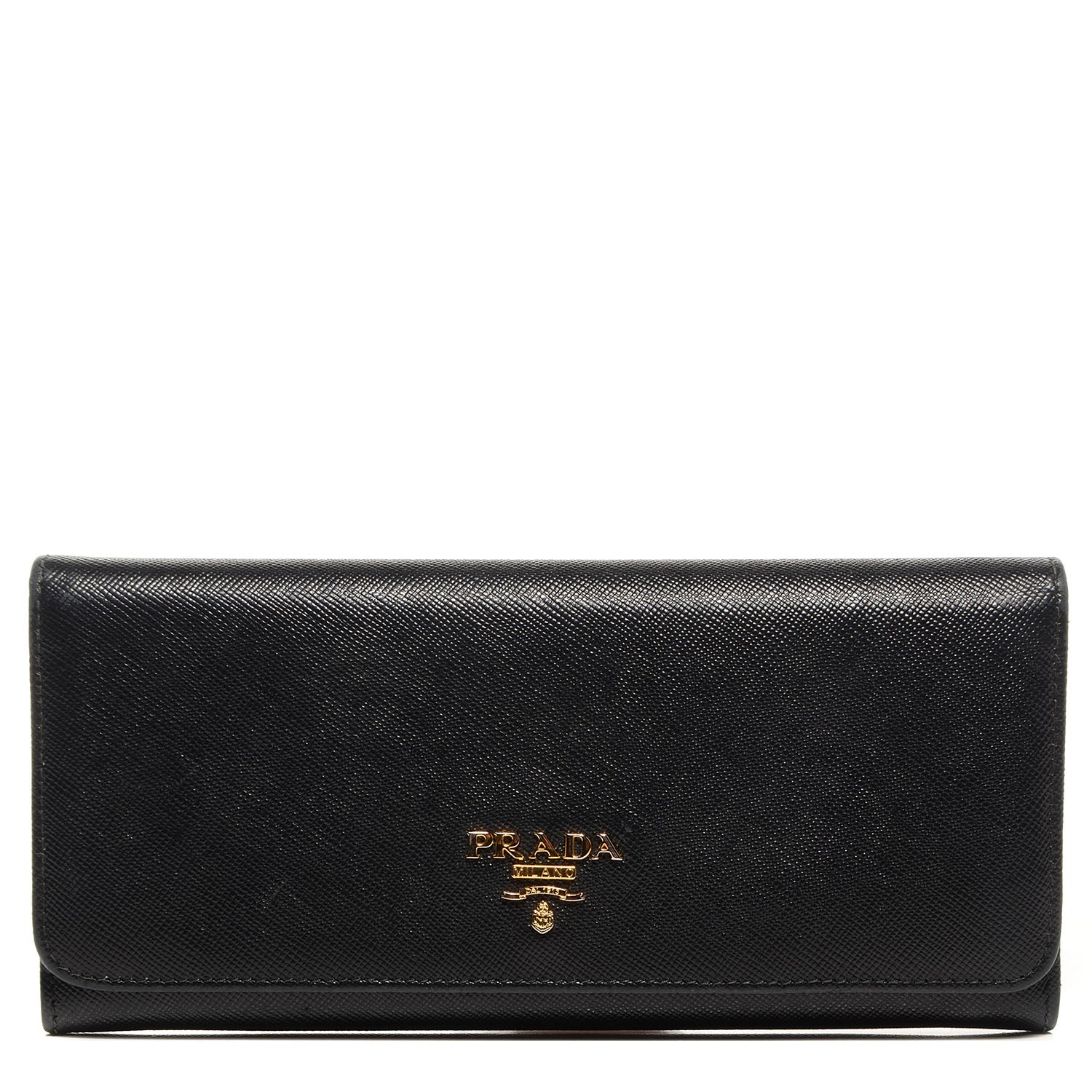 Prada Saffiano Metal Continental Flap Wallet Nero Black 1 of 8