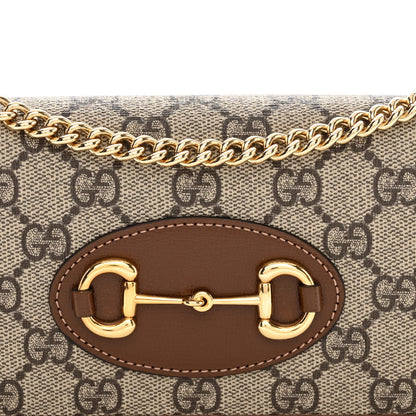 Gucci GG Supreme Monogram Azalea Calfskin Horsebit 1955 Wallet On Chain Beige Ebony Brown Sugar 7 of 10