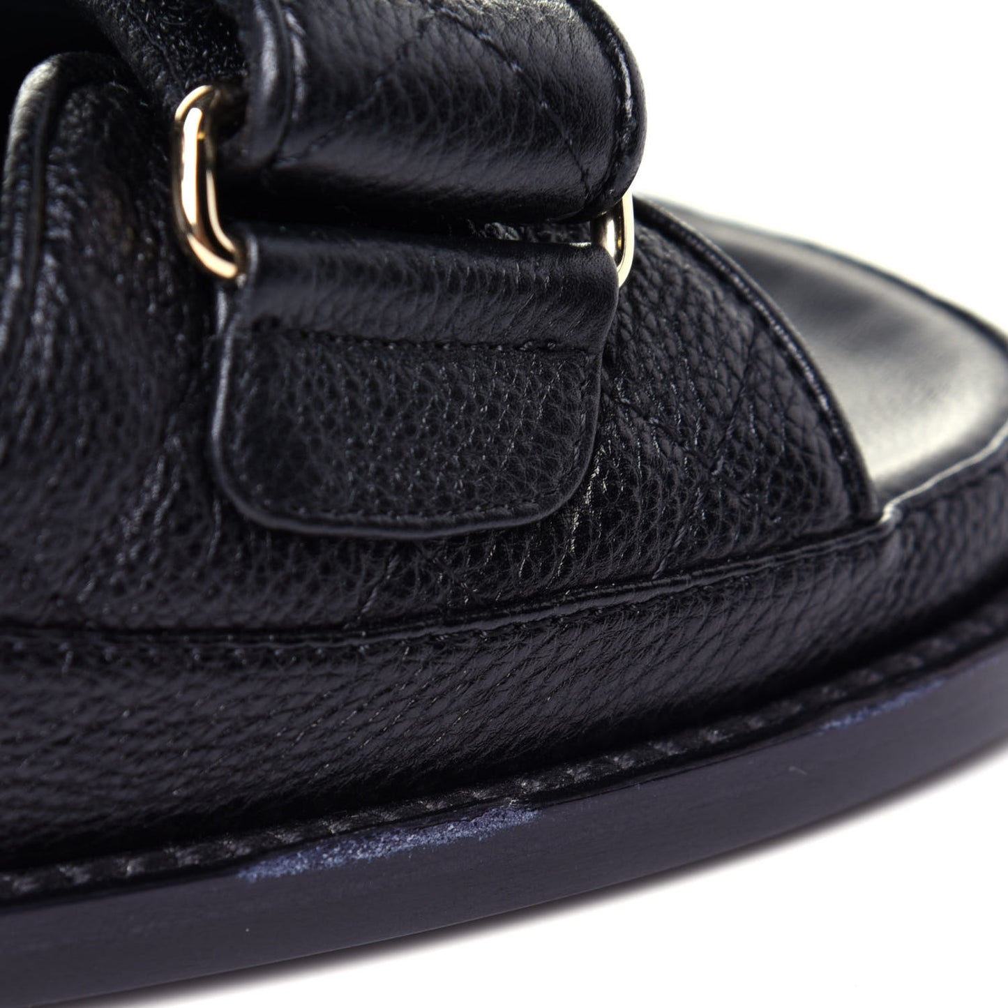 Grained Calfskin Velcro Dad Sandals 36.5 Black