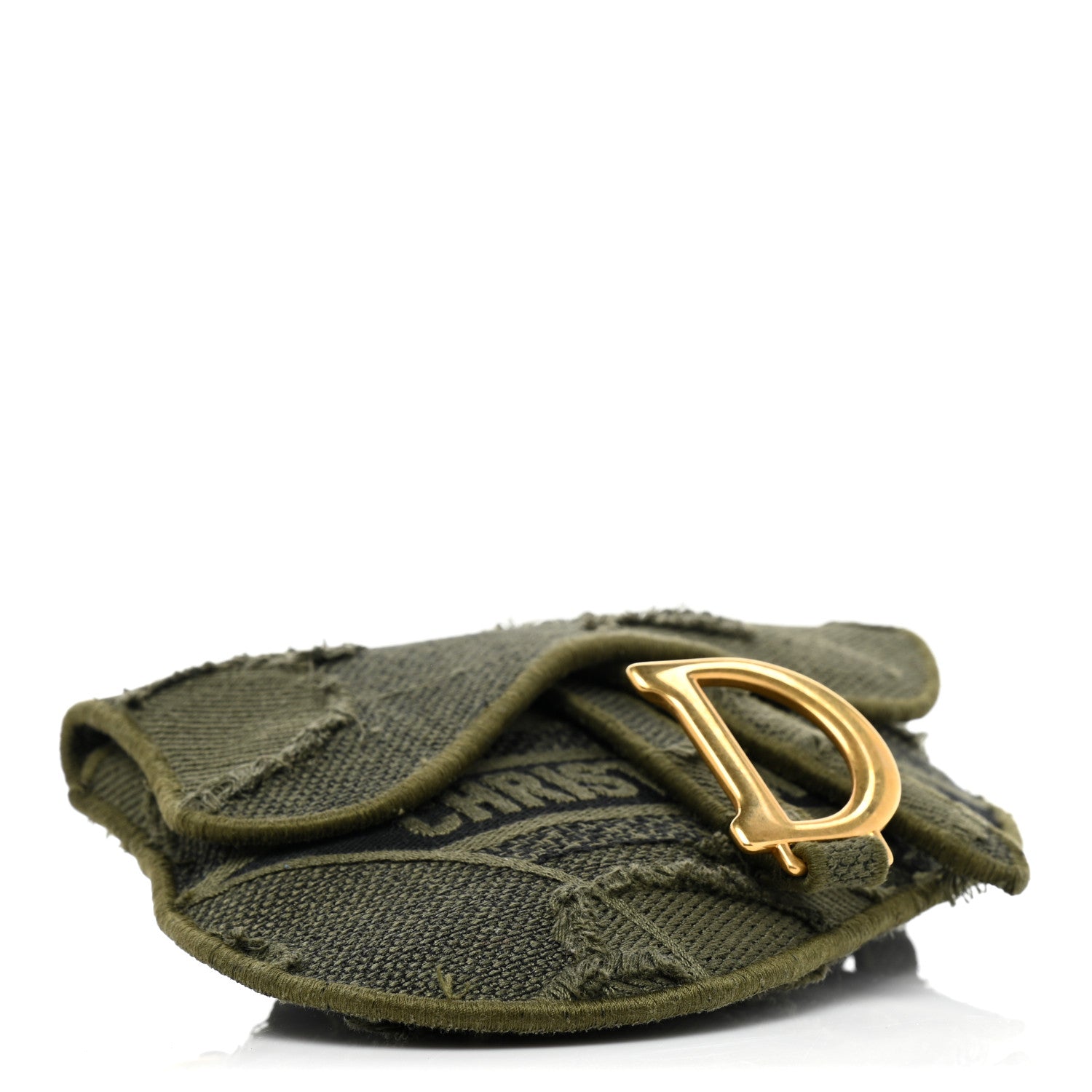 Christian Dior Canvas Embroidered Camouflage Saddle Belt Bag Green 4 of 7