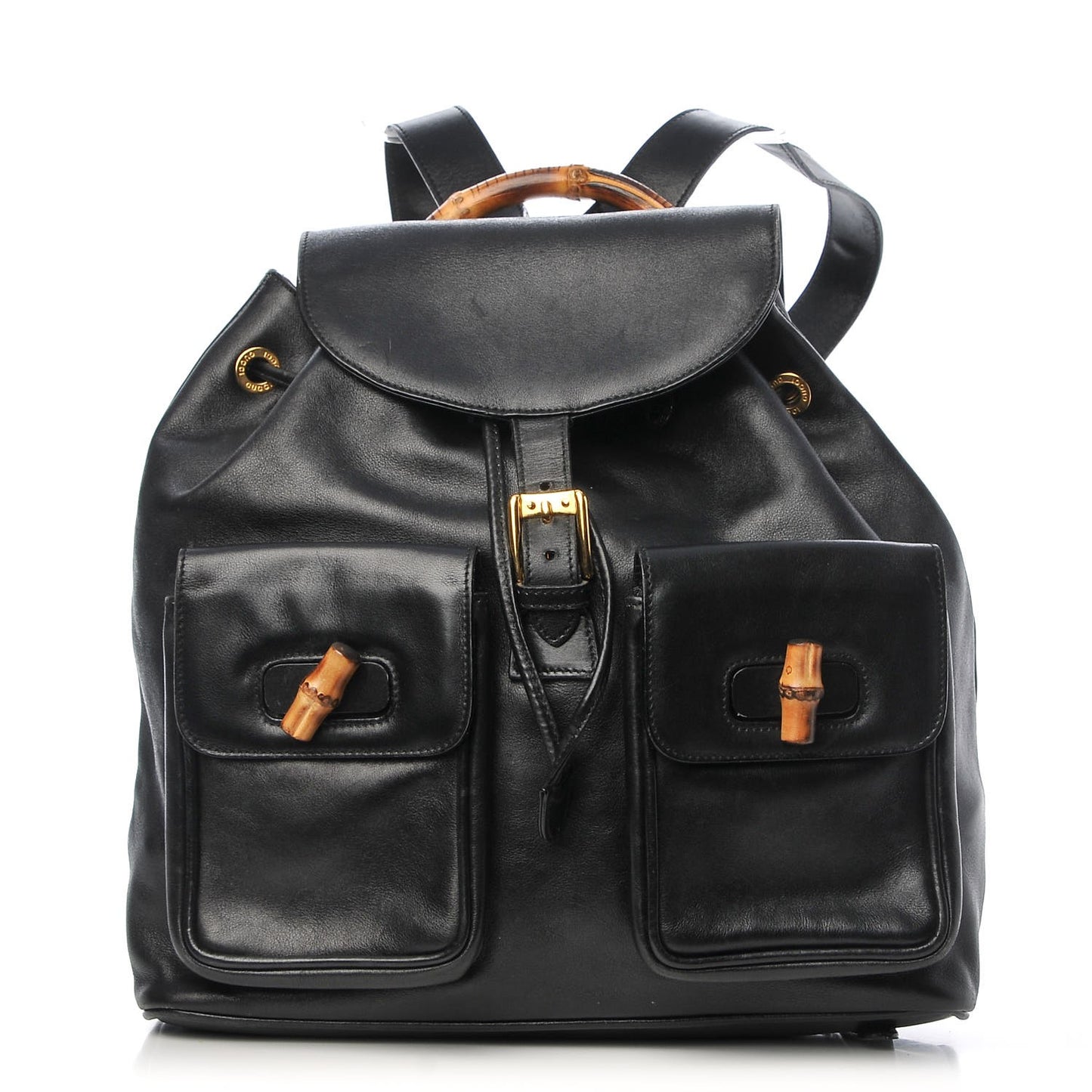 Calfskin Bamboo Backpack Black