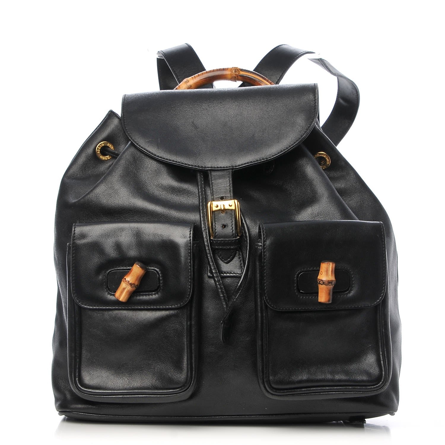 Gucci Calfskin Bamboo Backpack Black 1 of 9