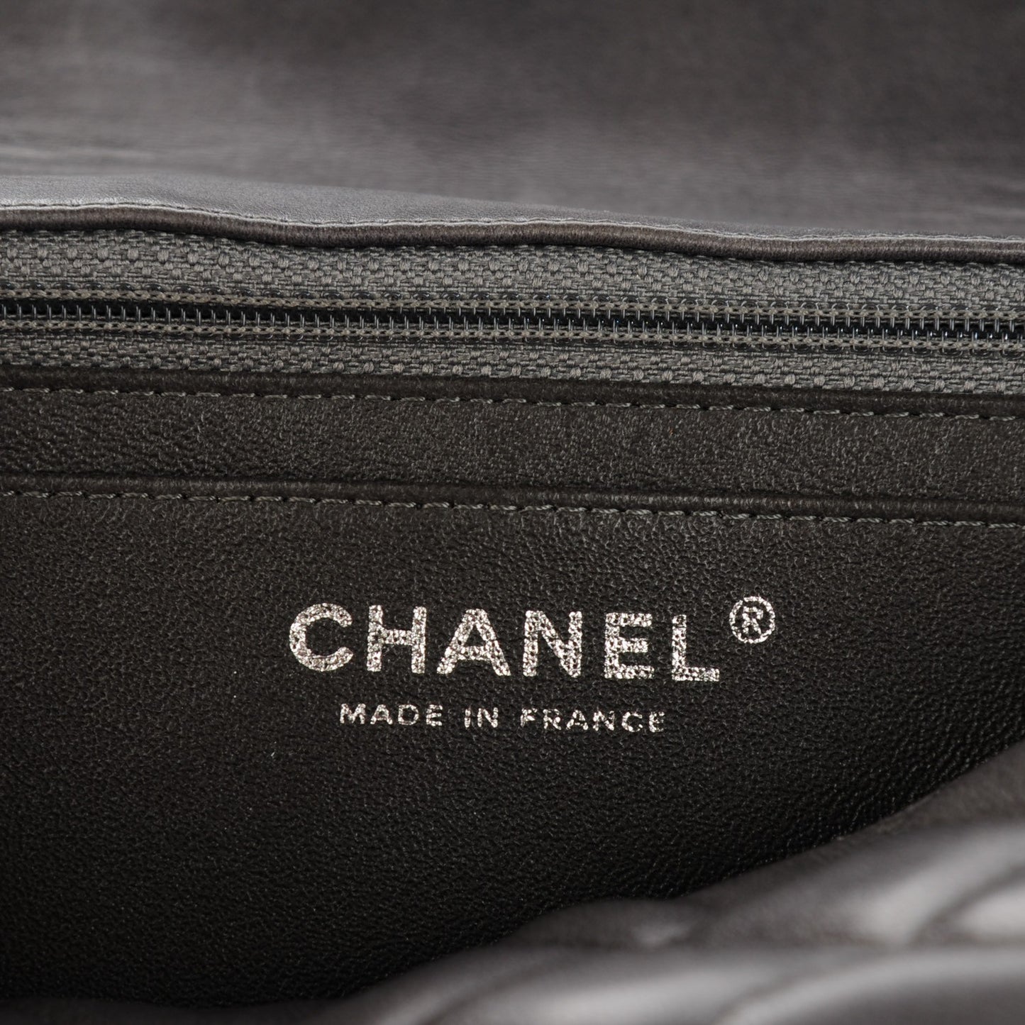 Lambskin Quilted Jumbo Single Flap Dark Grey