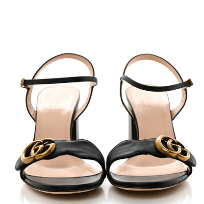 Gucci Lifford Calfskin GG Marmont Ankle Wrap 75mm Sandals 38 Black 2 of 9