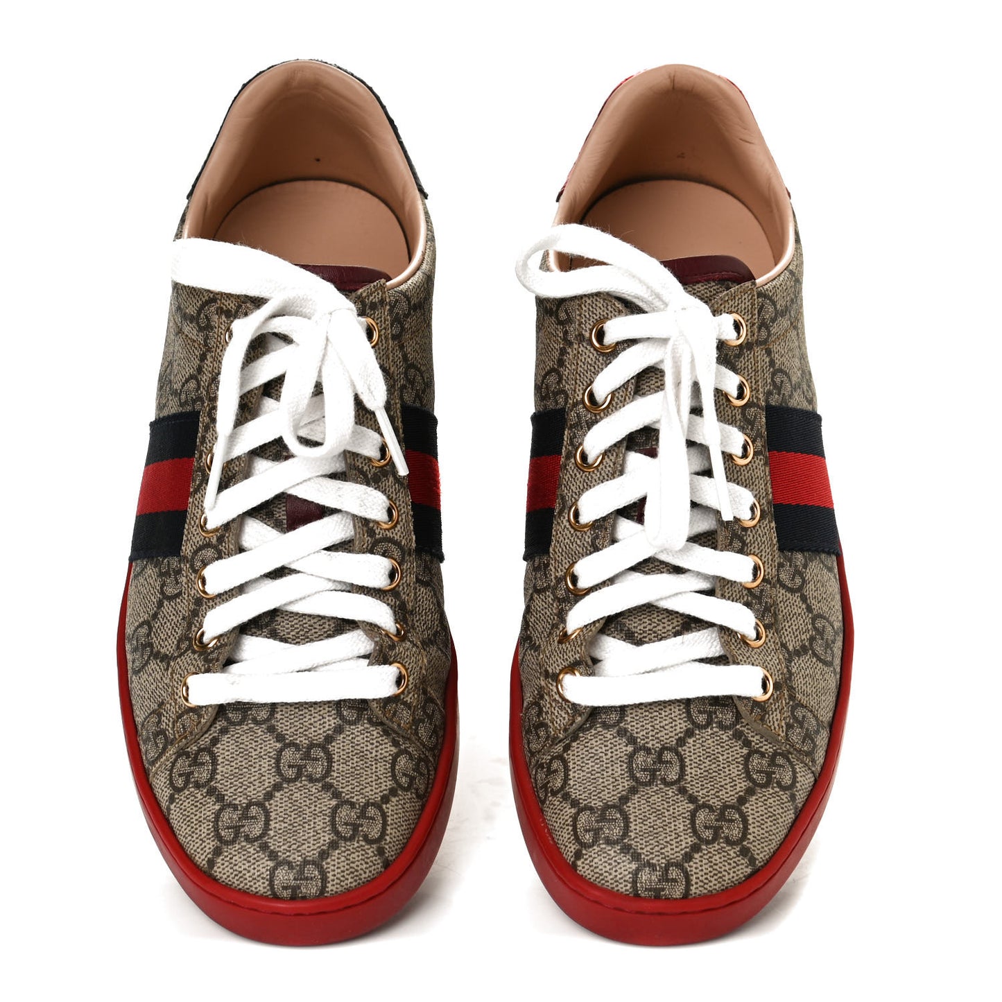 GG Supreme Monogram Ayers Web Womens Ace Sneakers 36.5 Red