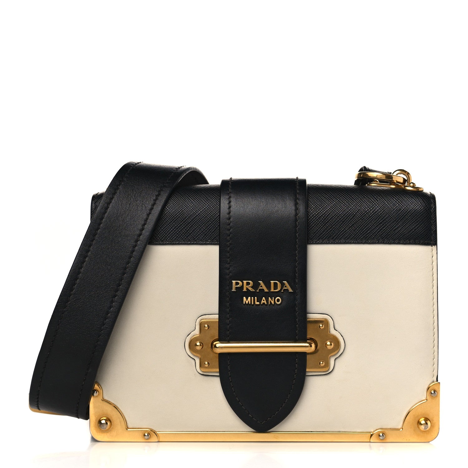 Prada City Calf Saffiano Cahier Bag Talco Black 1 of 7