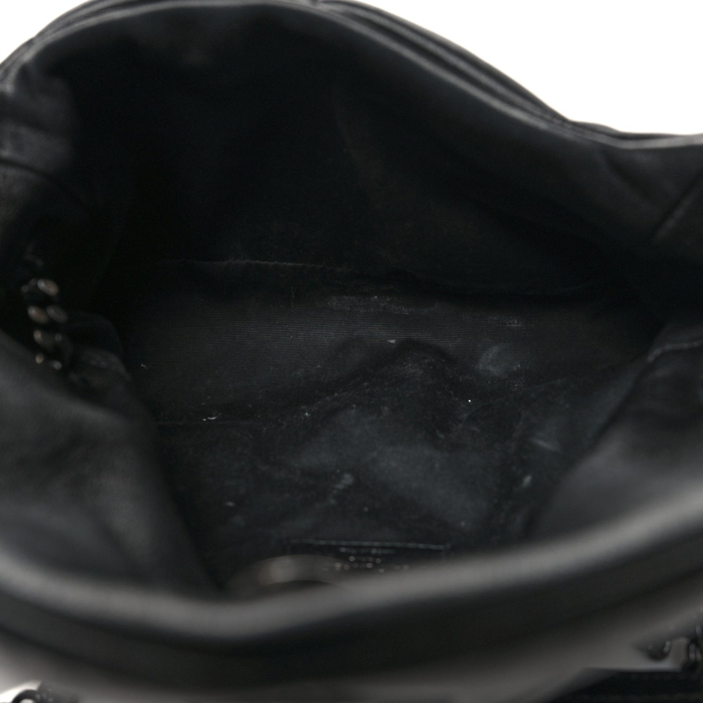 Lambskin Quilted Small Loulou Puffer Monogram Chain Satchel Black