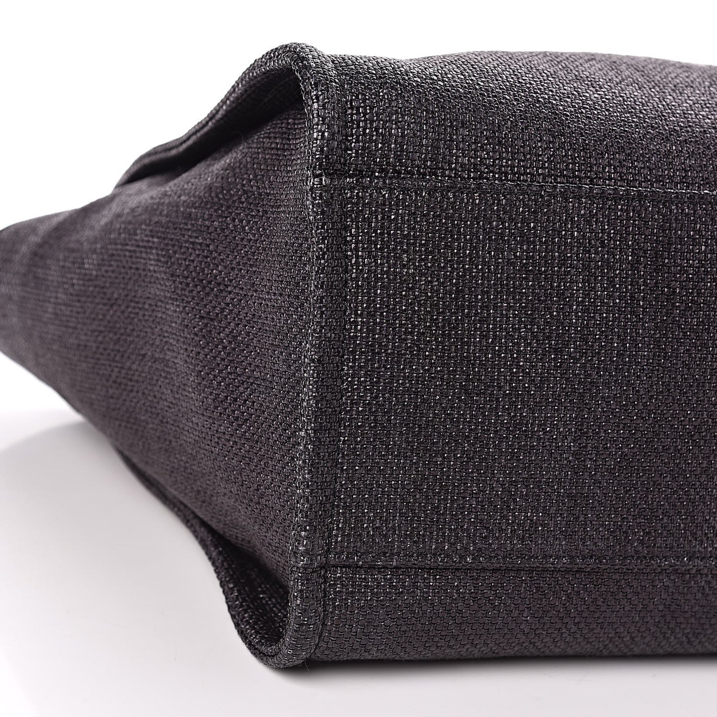 Woven Straw Raffia Large Deauville Tote Black
