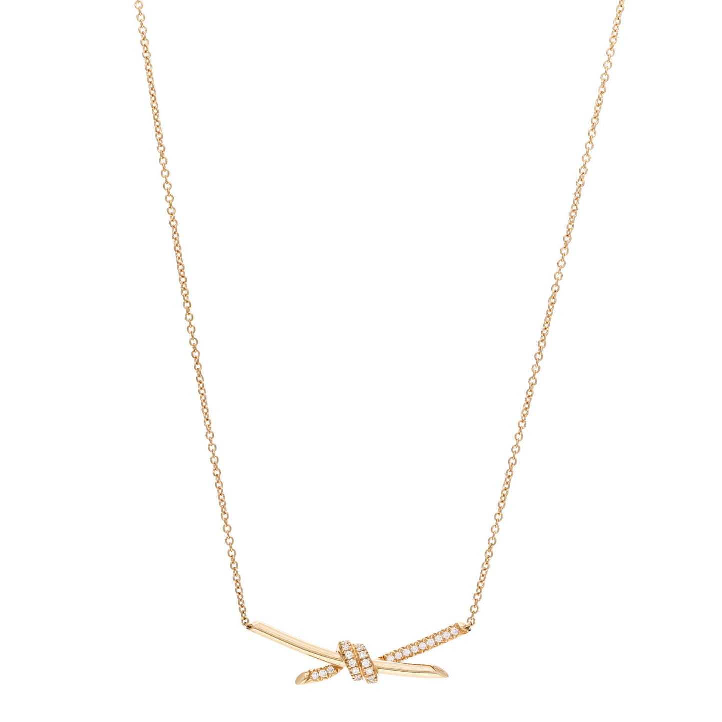 18K Yellow Gold Diamond Knot Necklace