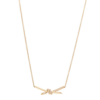 Tiffany 18K Yellow Gold Diamond Knot Necklace 1 of 6