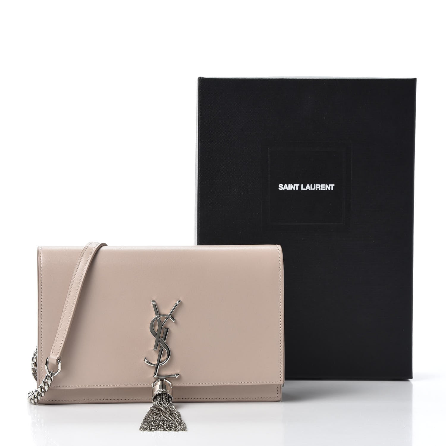 Saint Laurent Smooth Calfskin Classic Monogram Kate Tassel Chain Wallet Marble Pink 9 of 9