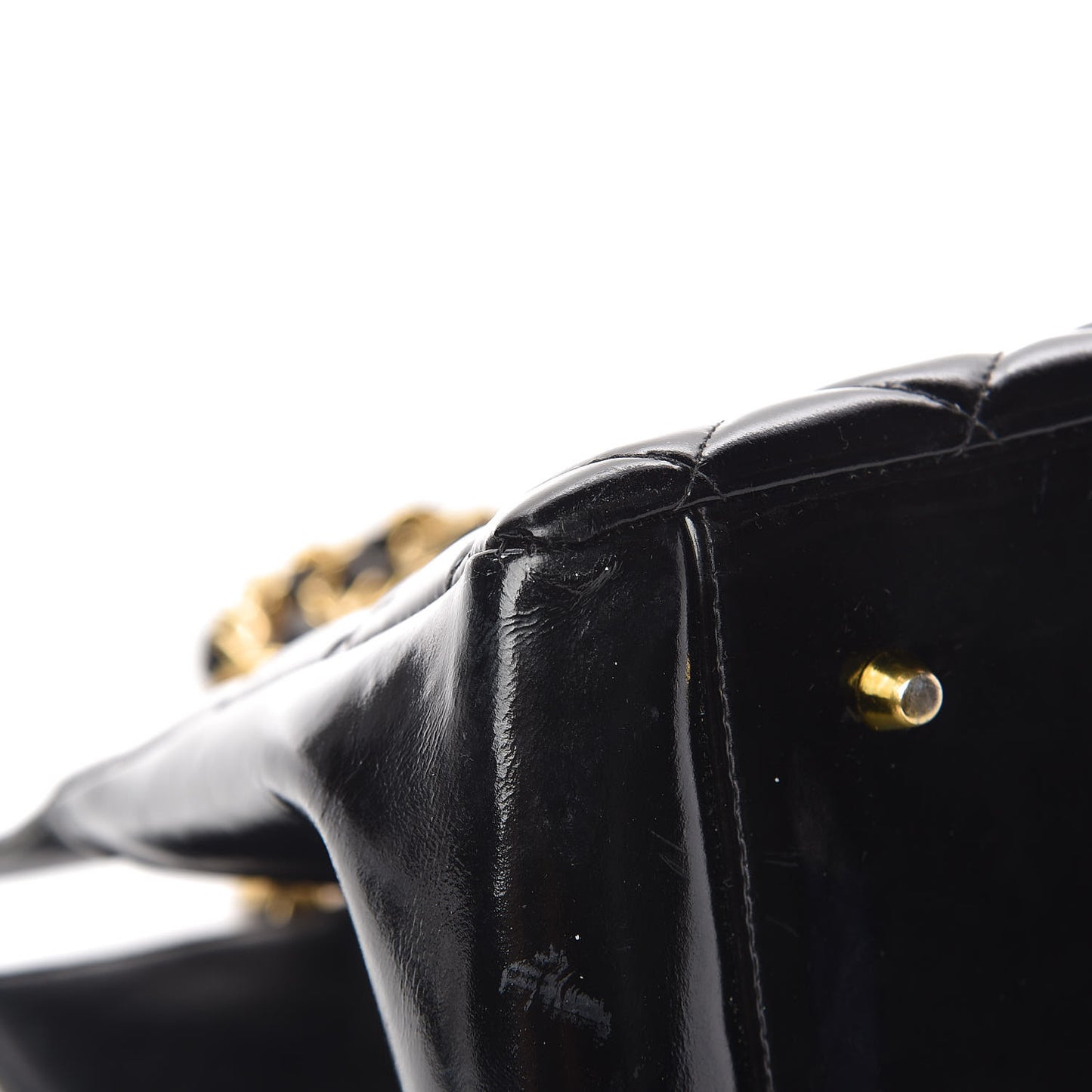 Glazed Calfskin Quilted Tote Black
