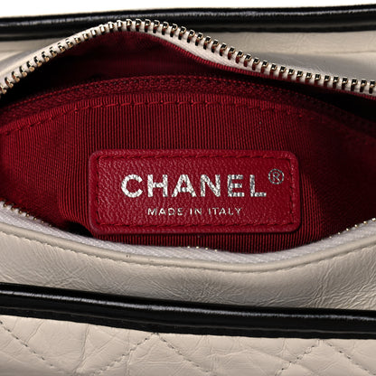 Chanel Aged Calfskin Quilted Small Gabrielle Hobo Black White 6 of 11