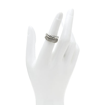 David Yurman Sterling Silver Diamond Thoroughbred Cable Wrap Ring 52 6 2 of 4