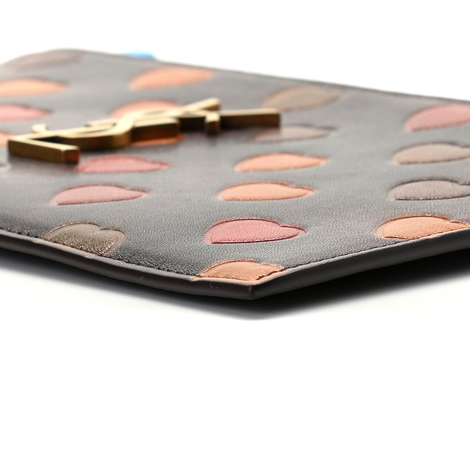 Saint Laurent Lambskin Heart Embossed Monogram Bill Pouch Vintage Cognac 5 of 10