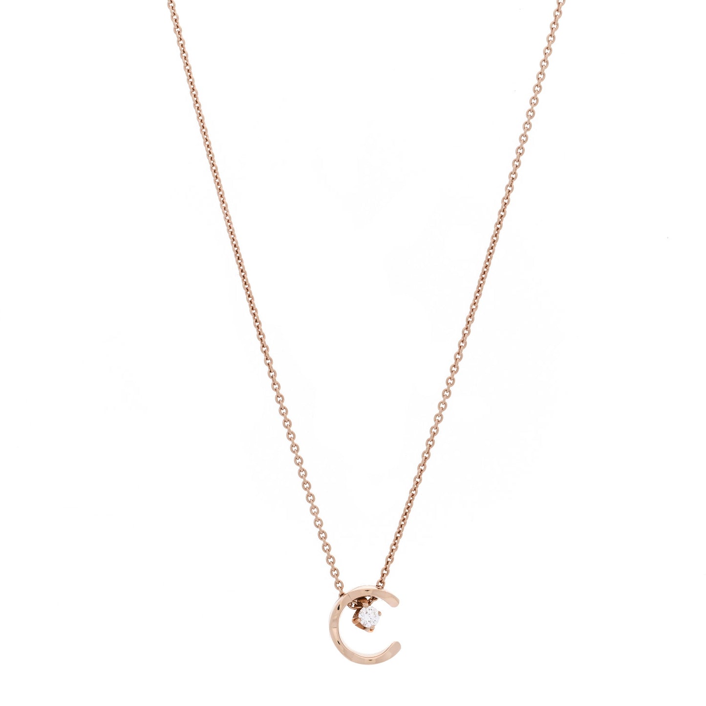 18K Beige Gold Diamond Coco Crush C Necklace