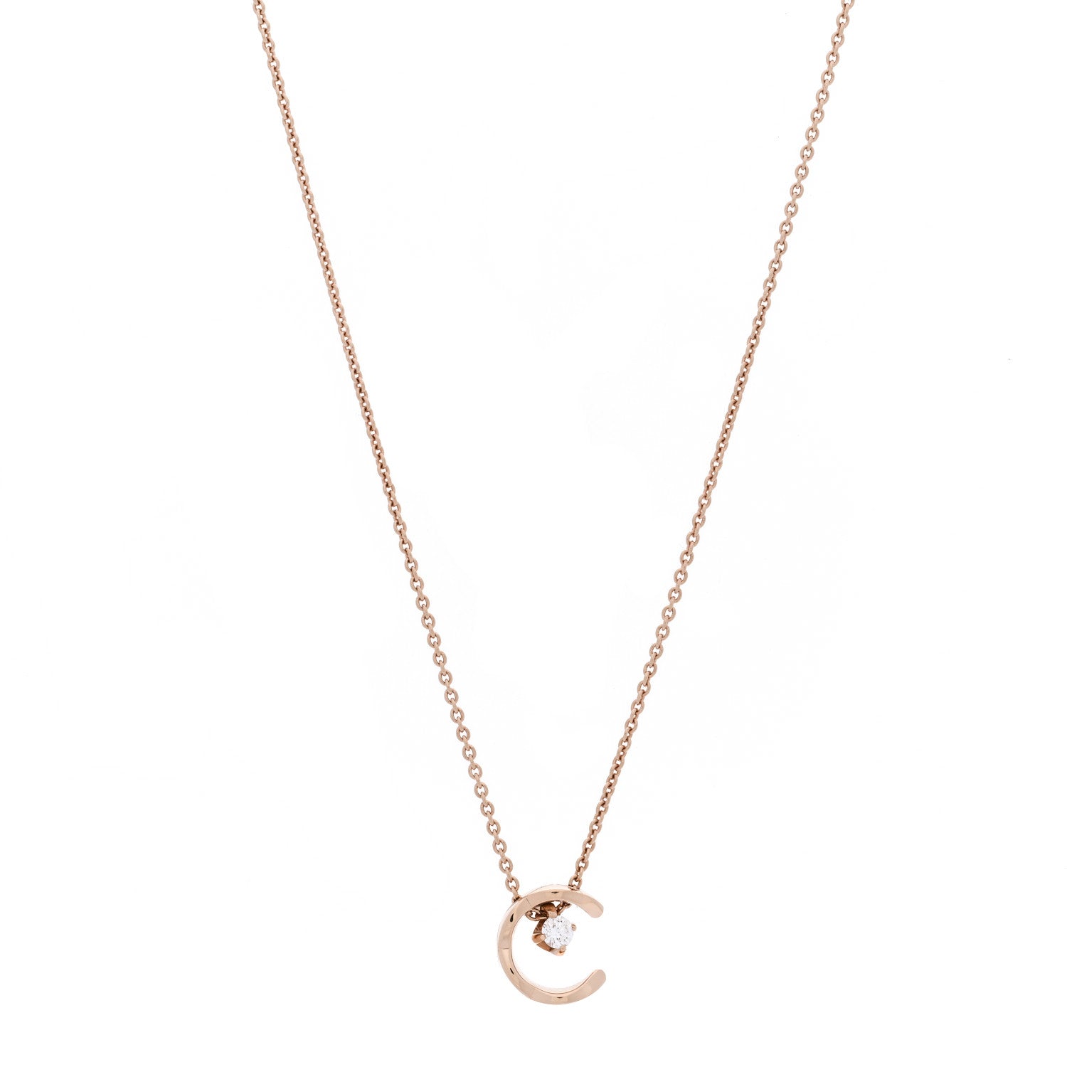 Chanel 18K Beige Gold Diamond Coco Crush C Necklace 1 of 5