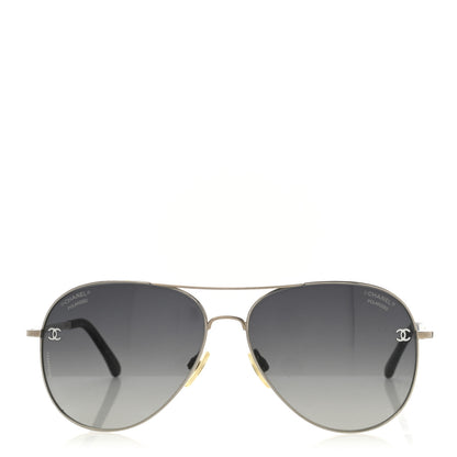 Chanel Metal Polarized Aviator CC Sunglasses 4189-T-Q Gold 3 of 8
