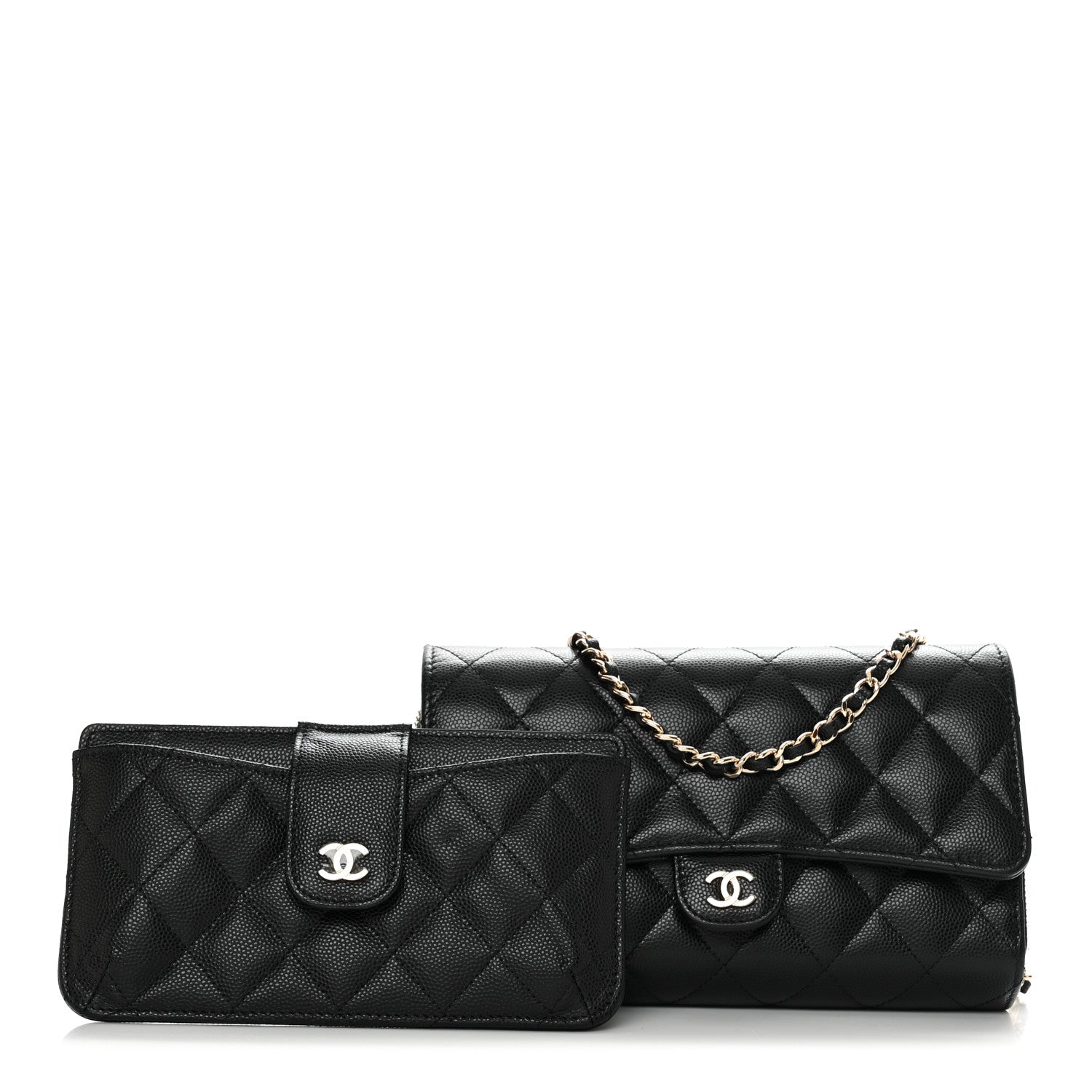 Chanel Caviar Quilted Phone Holder Wallet on Removable Chain Black 1 of 13