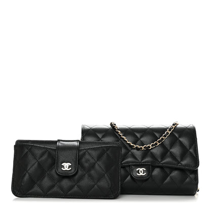 Chanel Caviar Quilted Phone Holder Wallet on Removable Chain Black 1 of 13