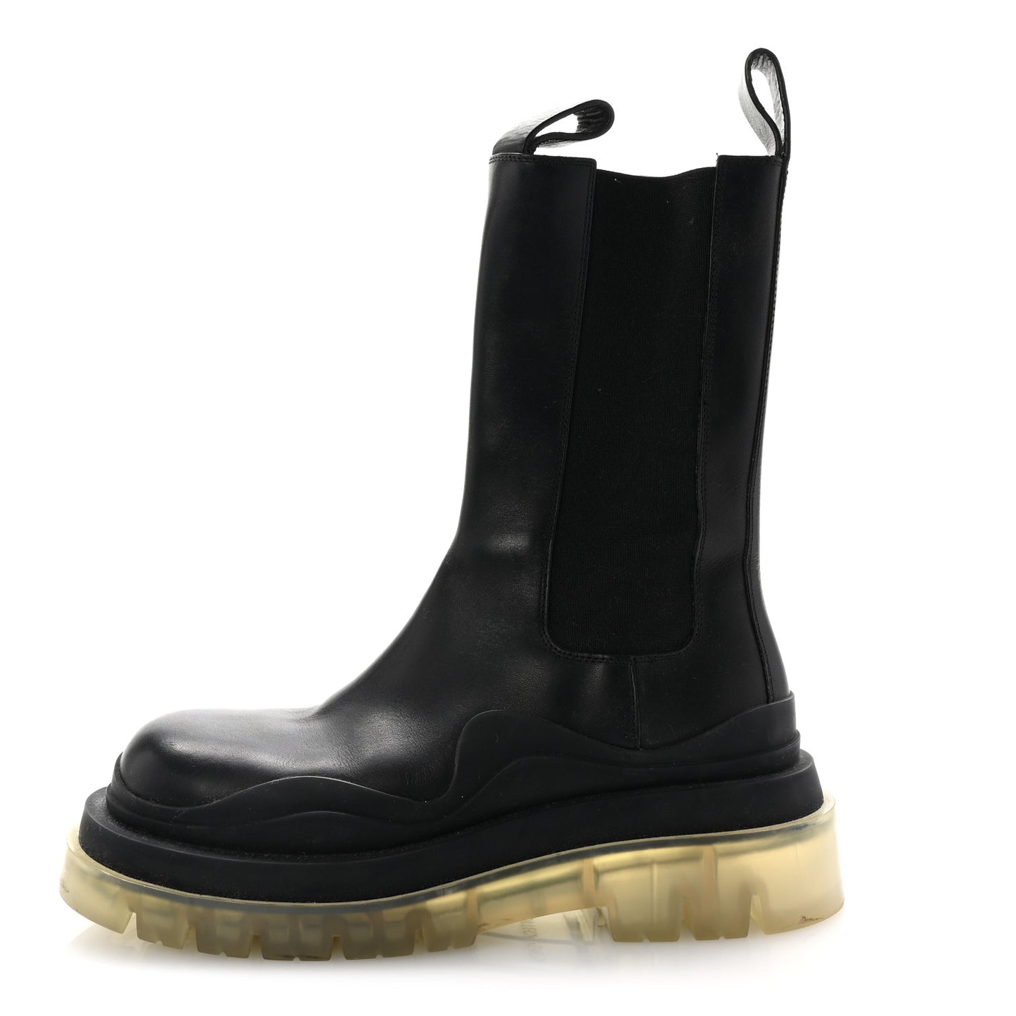 Calfskin The Tire Chelsea Boots 36 Black Clear