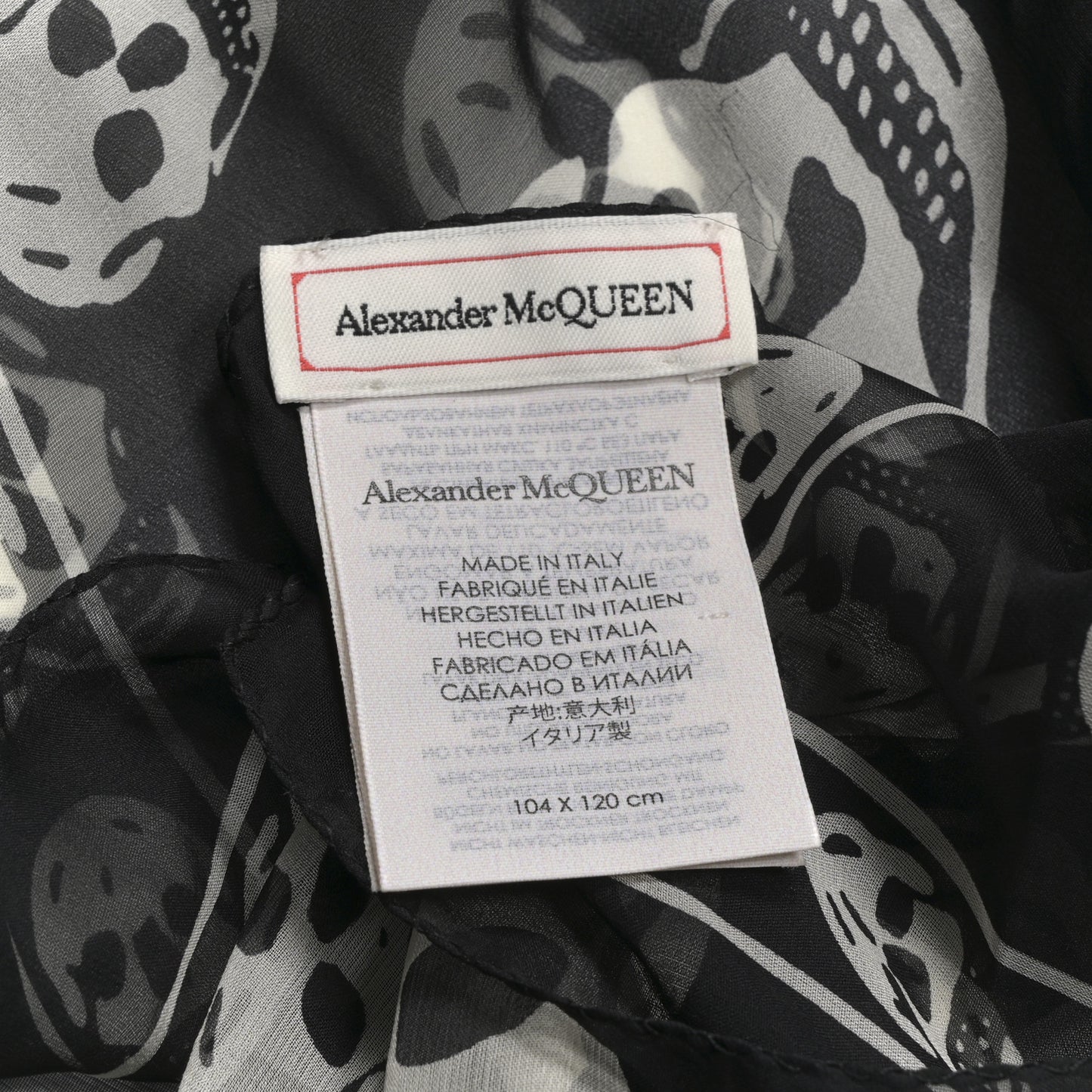 Silk Chiffon Skull Scarf Black Ivory