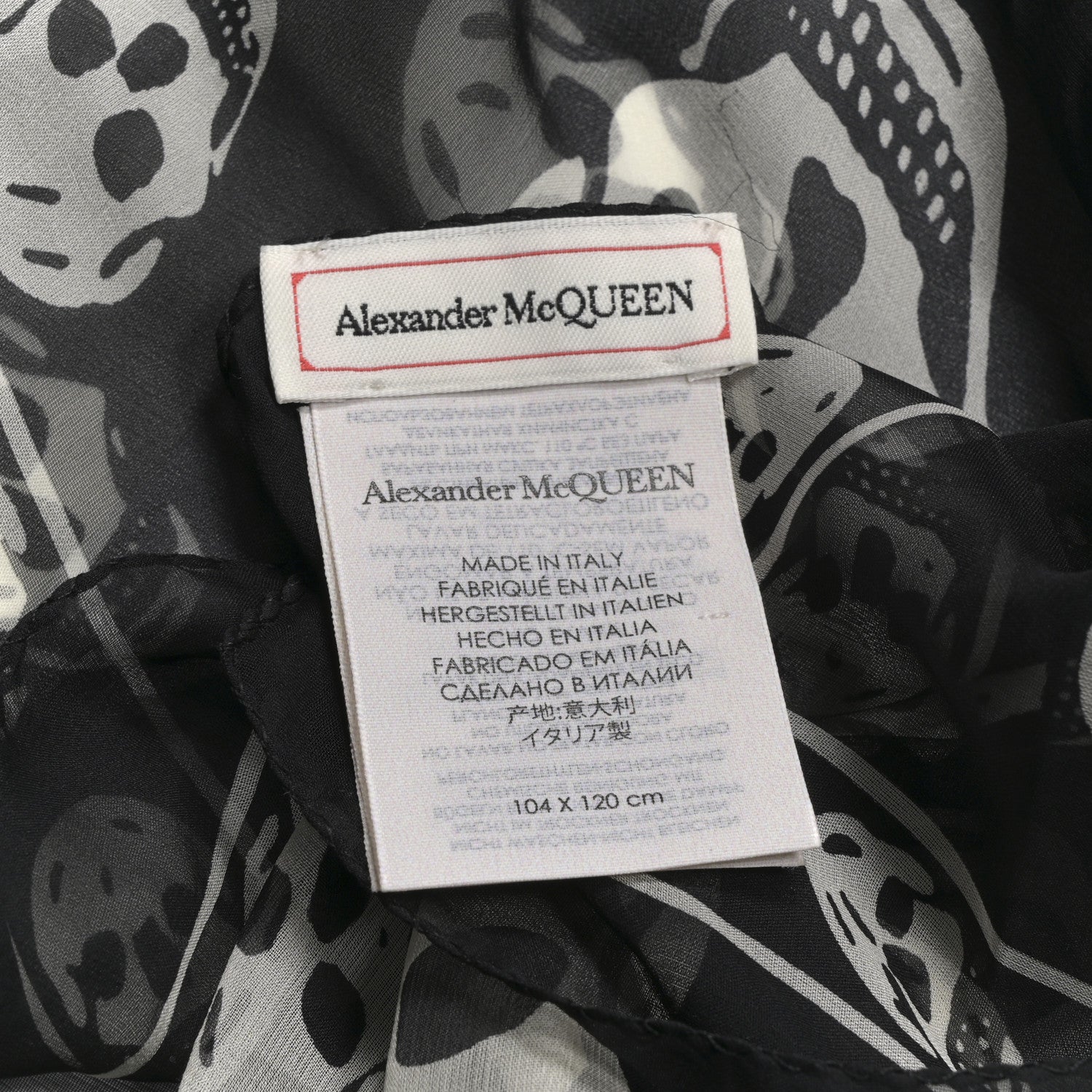 Alexander McQueen Silk Chiffon Skull Scarf Black Ivory 3 of 3