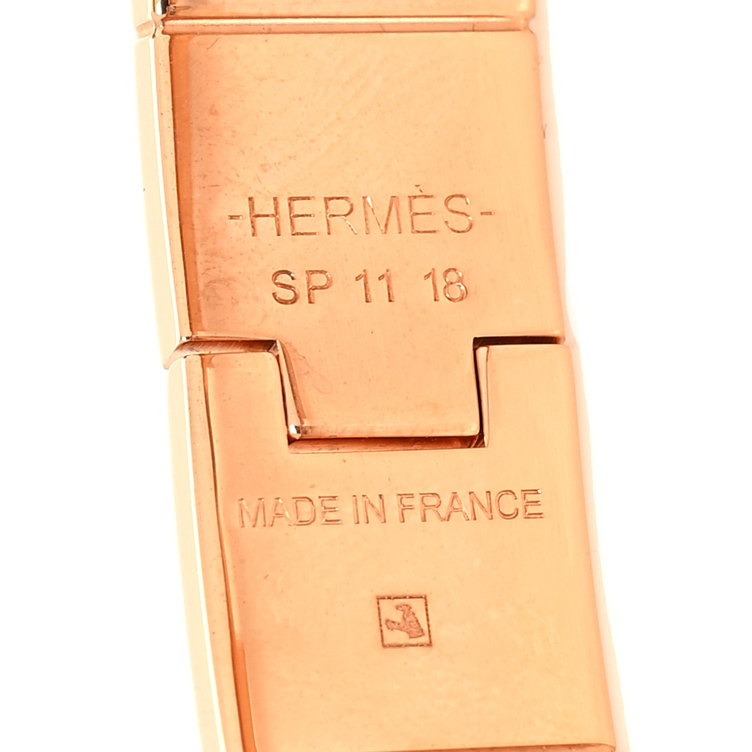 Hermes Enamel Charniere Uni Narrow Hinged Bracelet M Rose Cassatta 5 of 5