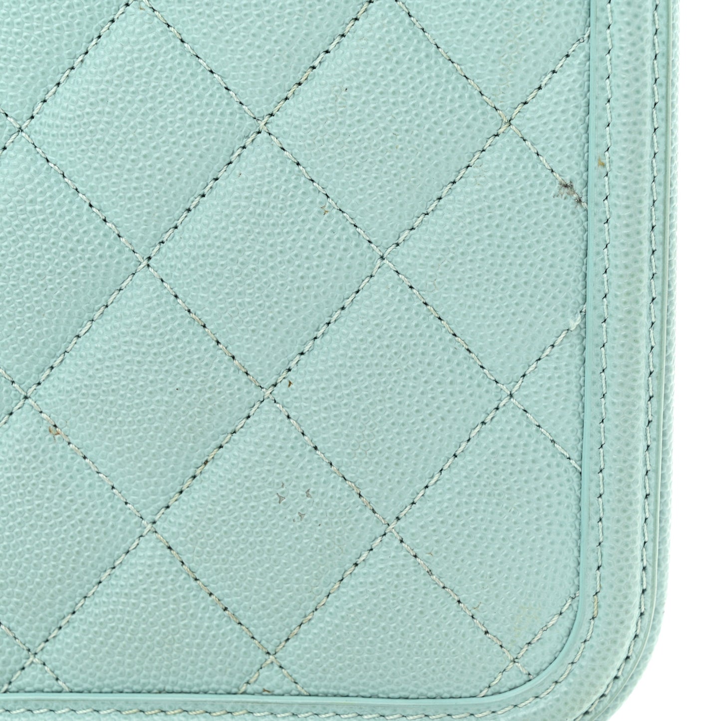 Caviar Quilted Medium CC Filigree Vanity Case Light Blue